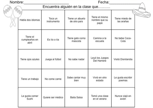 Encuentra a alguien en la clase que...